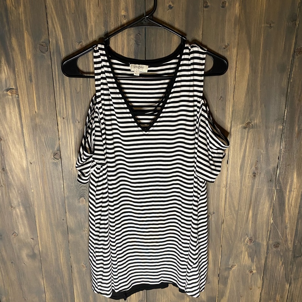 Striped Cold Shoulder Umgee Blouse L